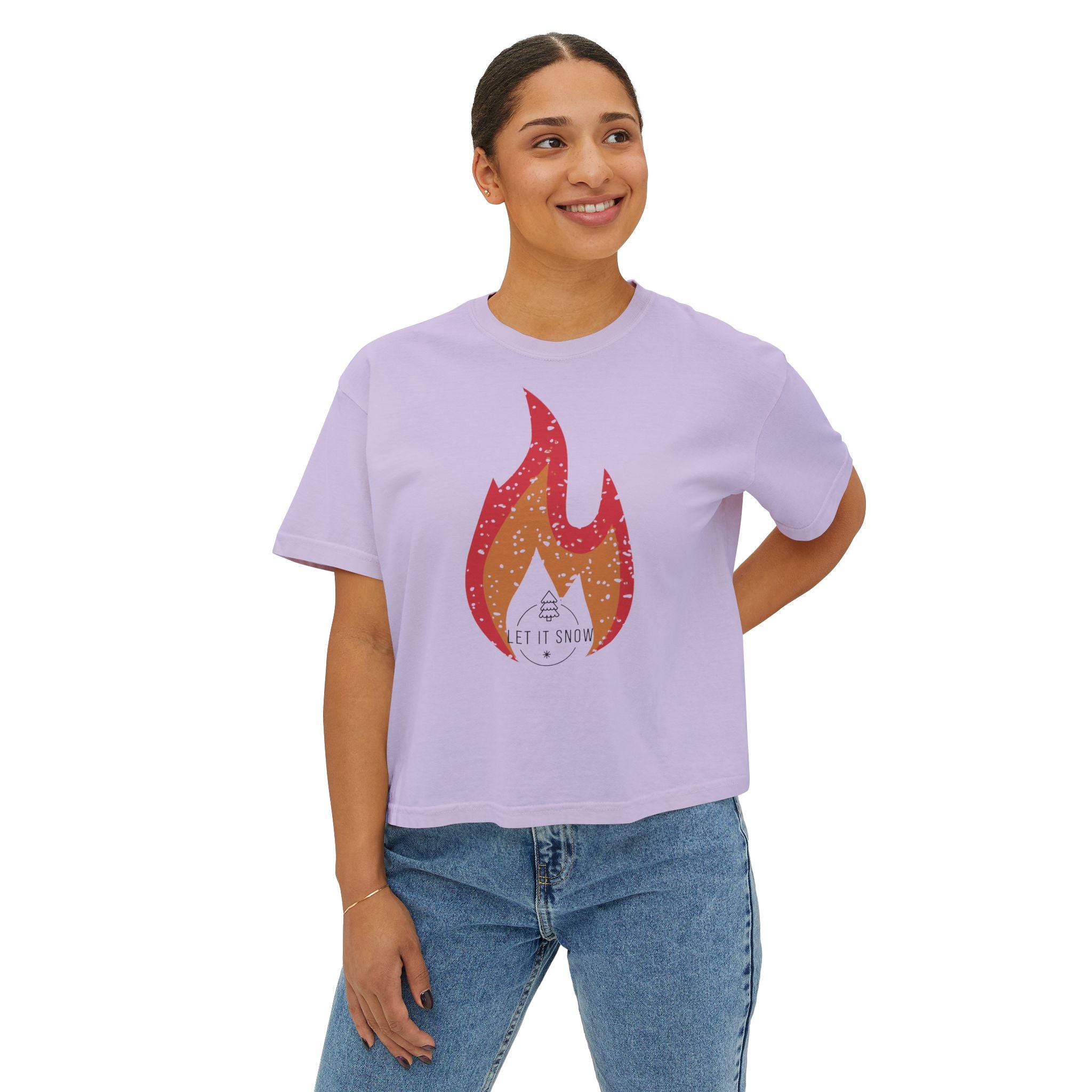 Boxy Tee - 'let it Snow' Design - Winter Holiday Shirt