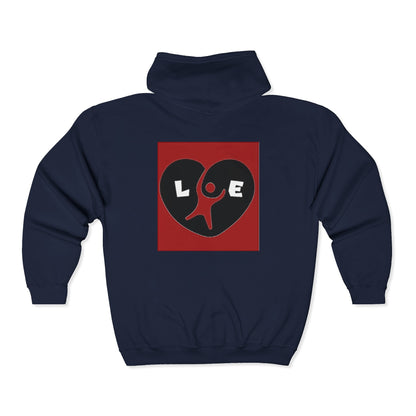 Heart Love Graphic Zip Hoodie, unisex Printify