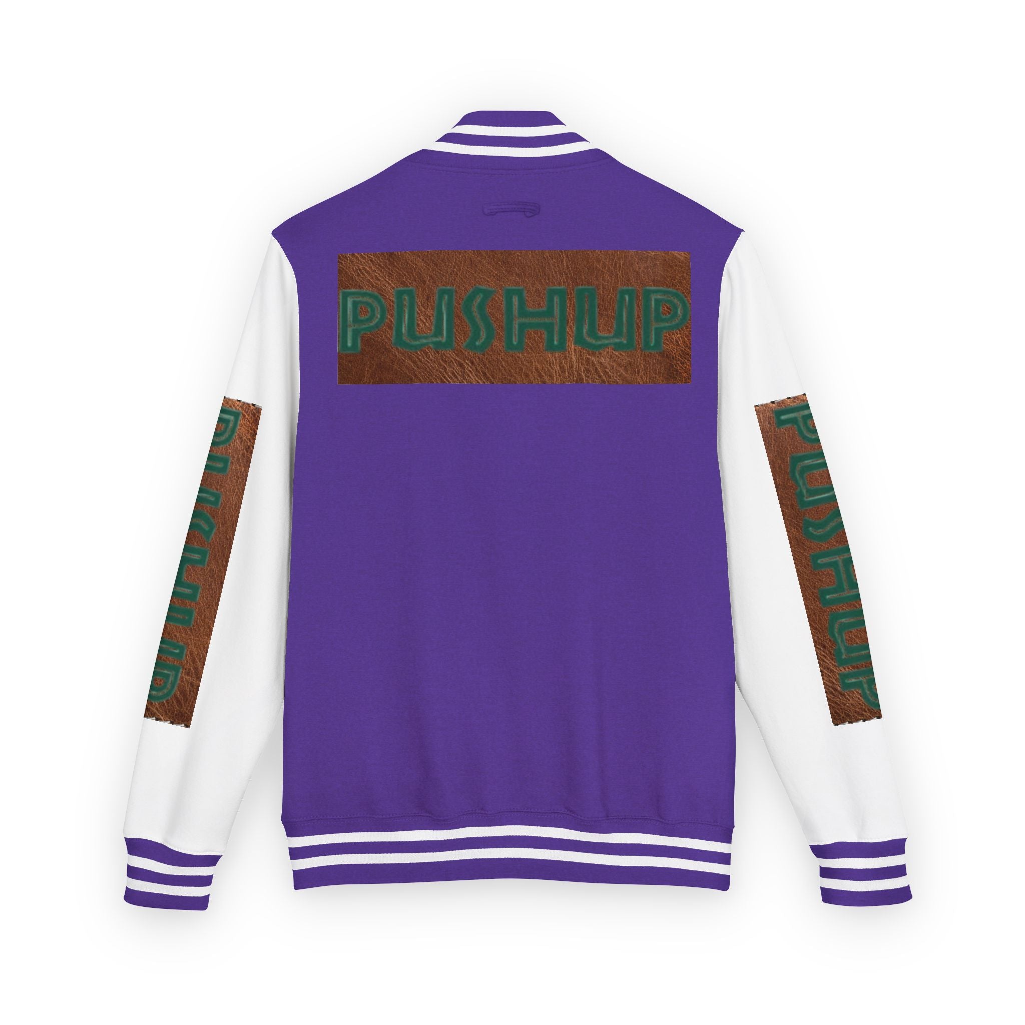 Unisex Heavyweight Letterman Jacket - Bold PUSHUP Design for Sporty Style Printify