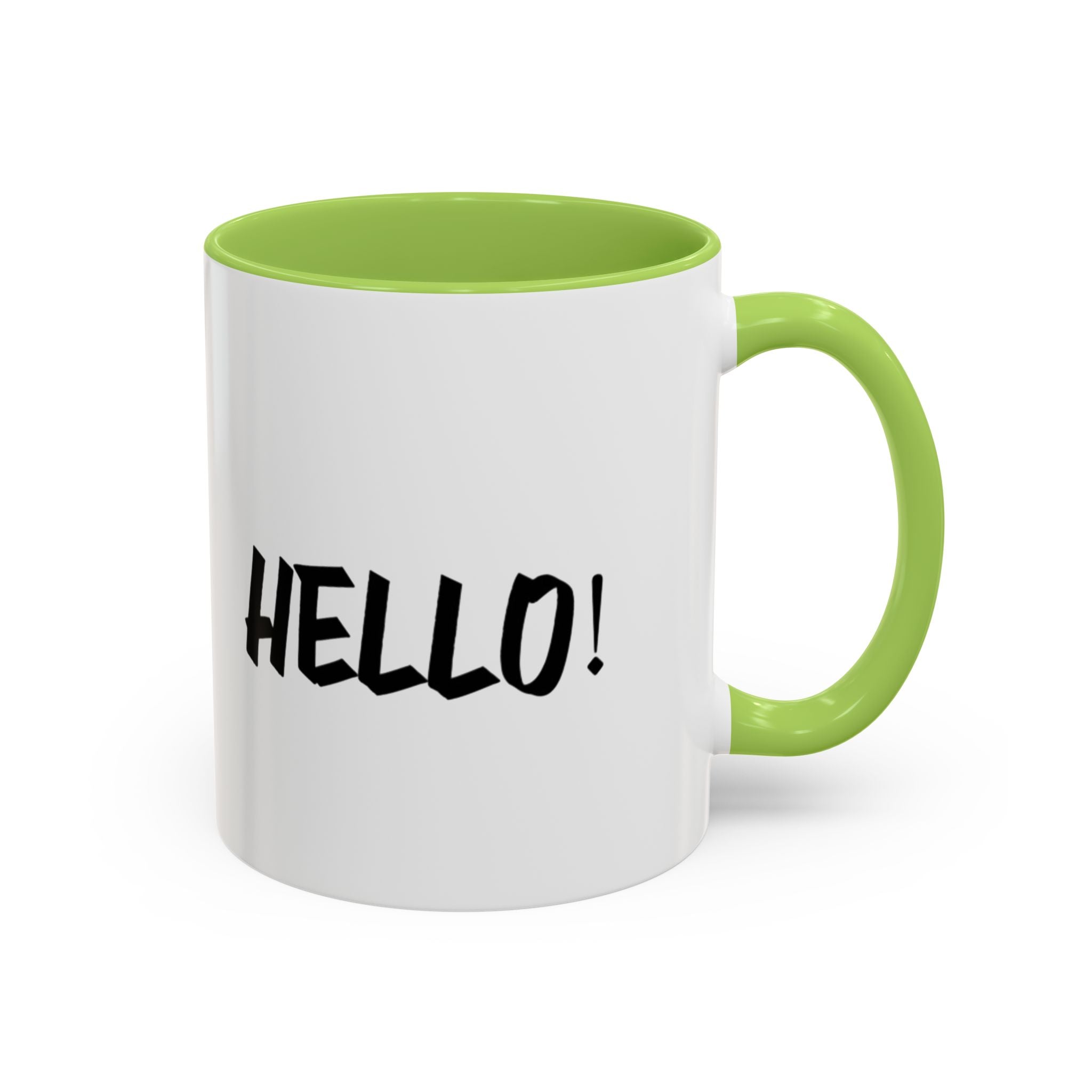 Hello! Accent Coffee Mug - Stylish 11oz & 15oz Black Handle Cup for Coffee Lovers