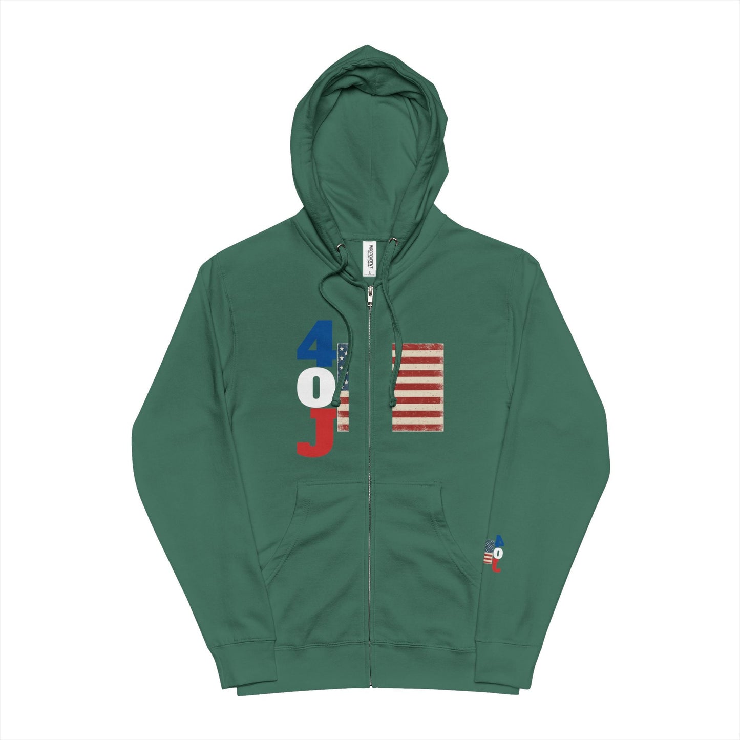 Patriotic Unisex Fleece Zip Up Hoodie, Cozy Pullover, Independence Day Apparel, Gift for Veterans, Casual Zip Hoodie Printify