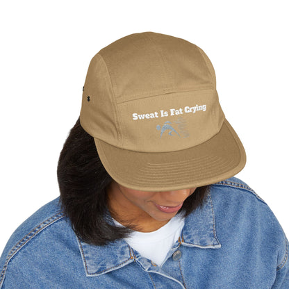 Motivational 5 Panel Cap | Sweat Is Fat Crying | Gym Wear, Sports Cap, Fitness Gift, Outdoor Hat, Workout Accessory Printify