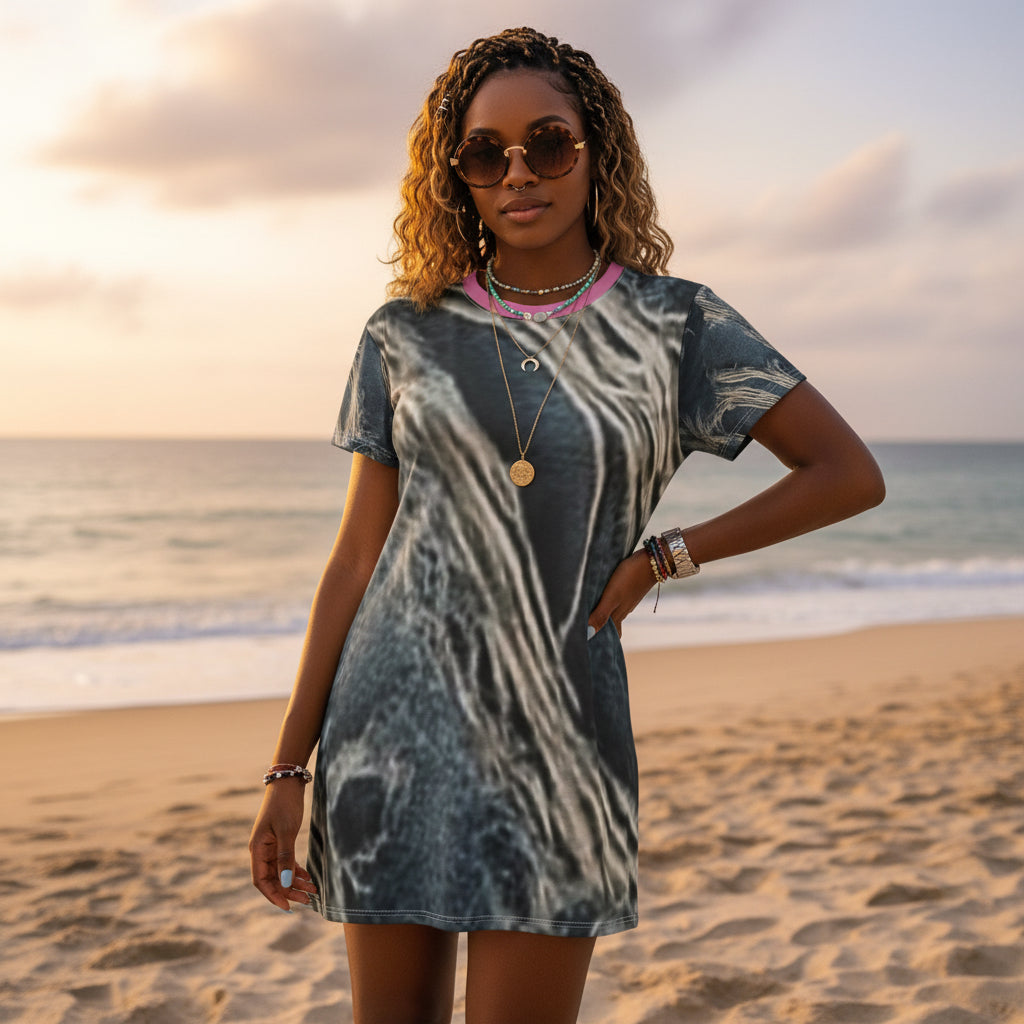 CasualT-Shirt Dress, Relaxed Fit, Summer Wear, Perfect for Beach Days, Stylish and Comfortable Printify
