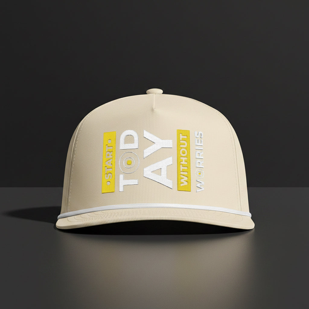 Sunwashed Rope Cap - "Start Today" Embroidered Trucker Hat