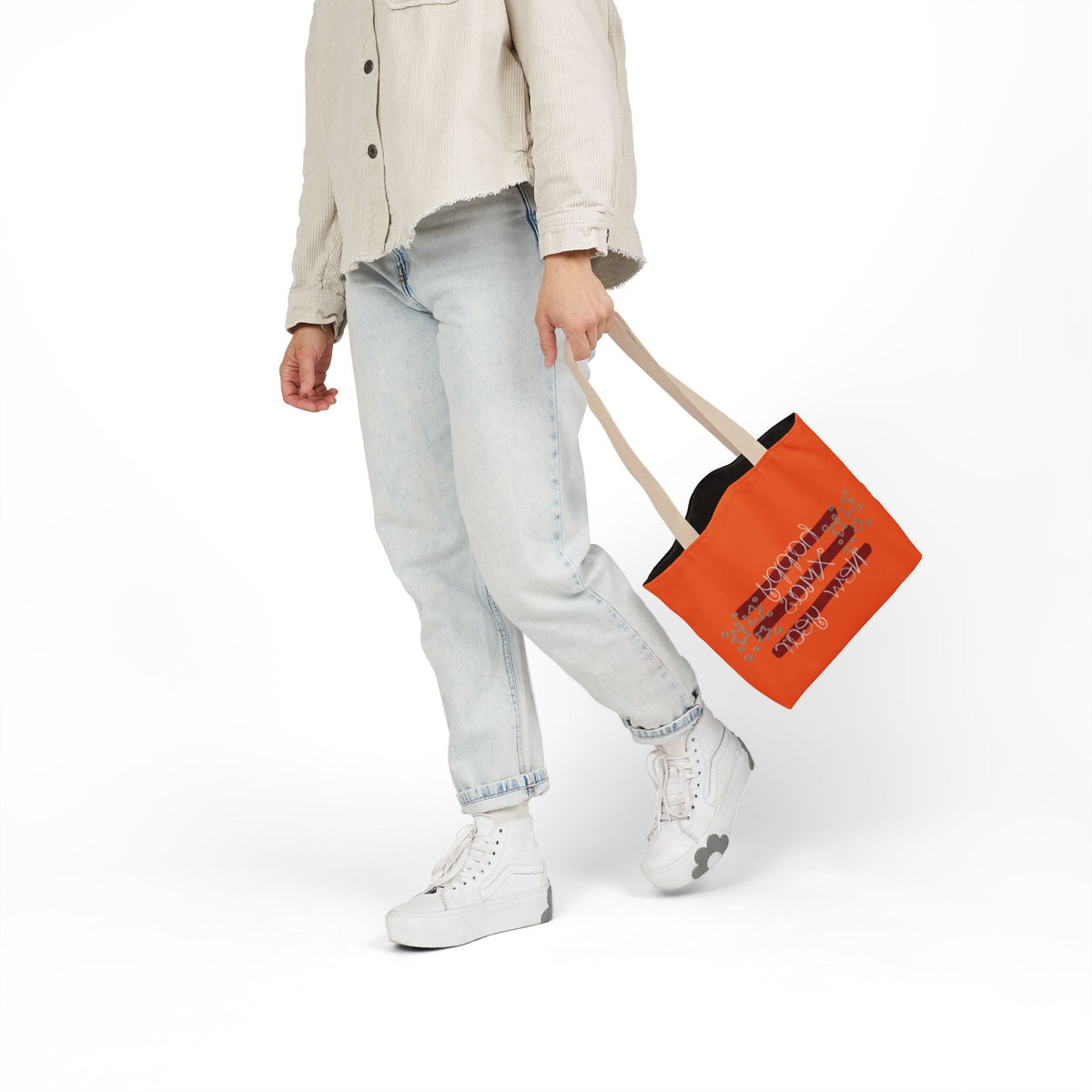 Cheerful Canvas Tote Bag, Happy New Year Gift, Eco-Friendly Bag, Reusable Shopping Tote, Trendy Gift for Her, Seasonal Tote Printify