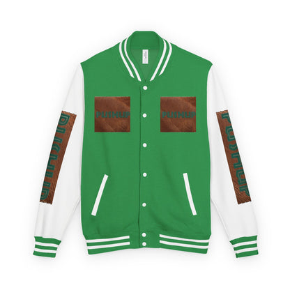 Unisex Heavyweight Letterman Jacket - Bold PUSHUP Design for Sporty Style Printify