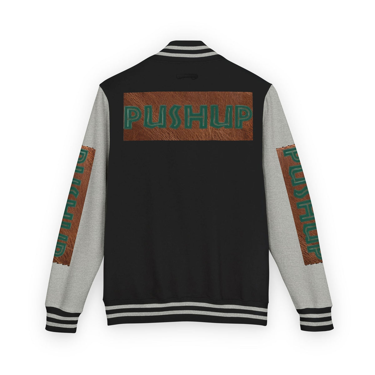 Unisex Heavyweight Letterman Jacket - Bold PUSHUP Design for Sporty Style Printify