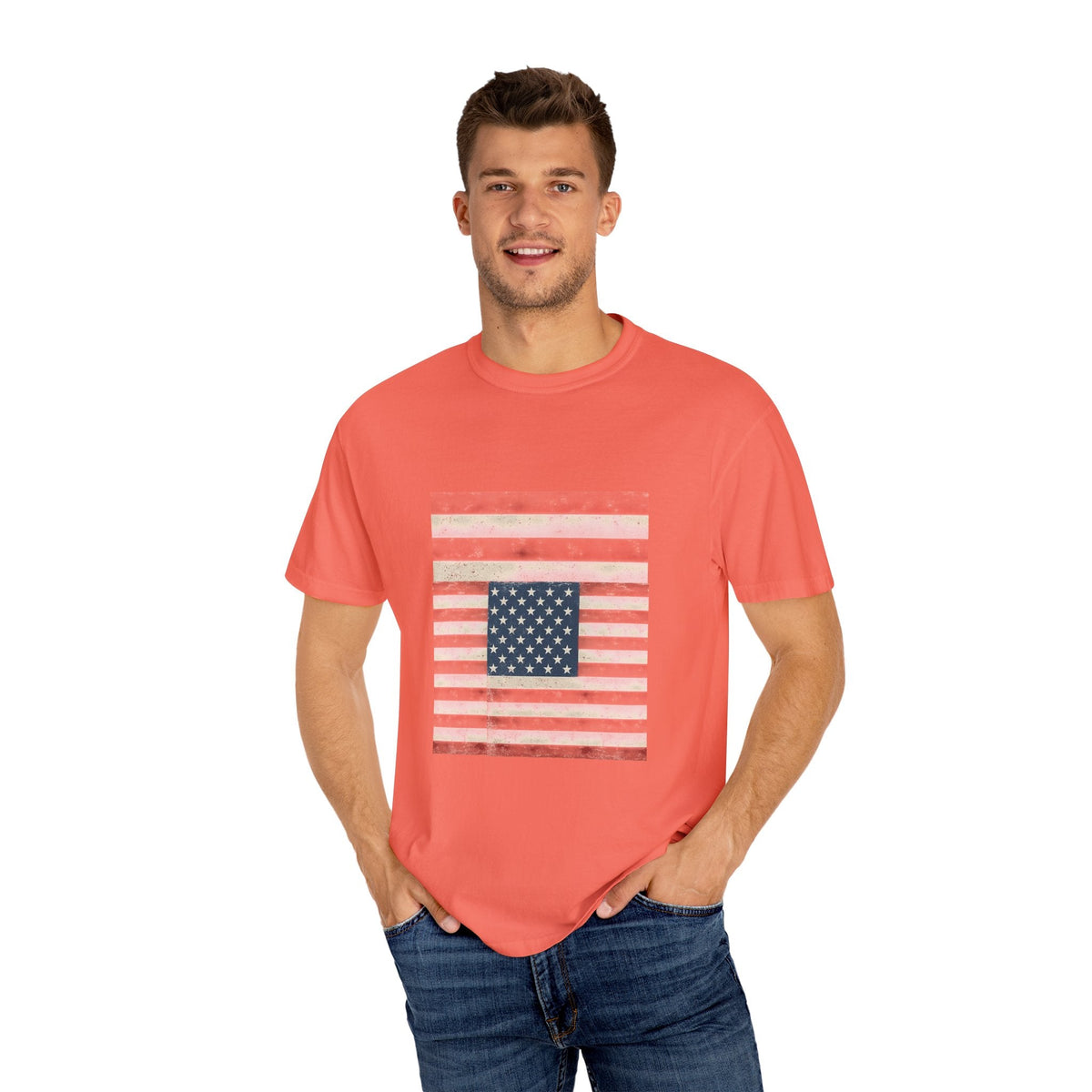 Patriotic Garment-Dyed T-Shirt | Perfect for 4th of July, Memorial Day, Casual Wear, Gifts, Americana Style Printify