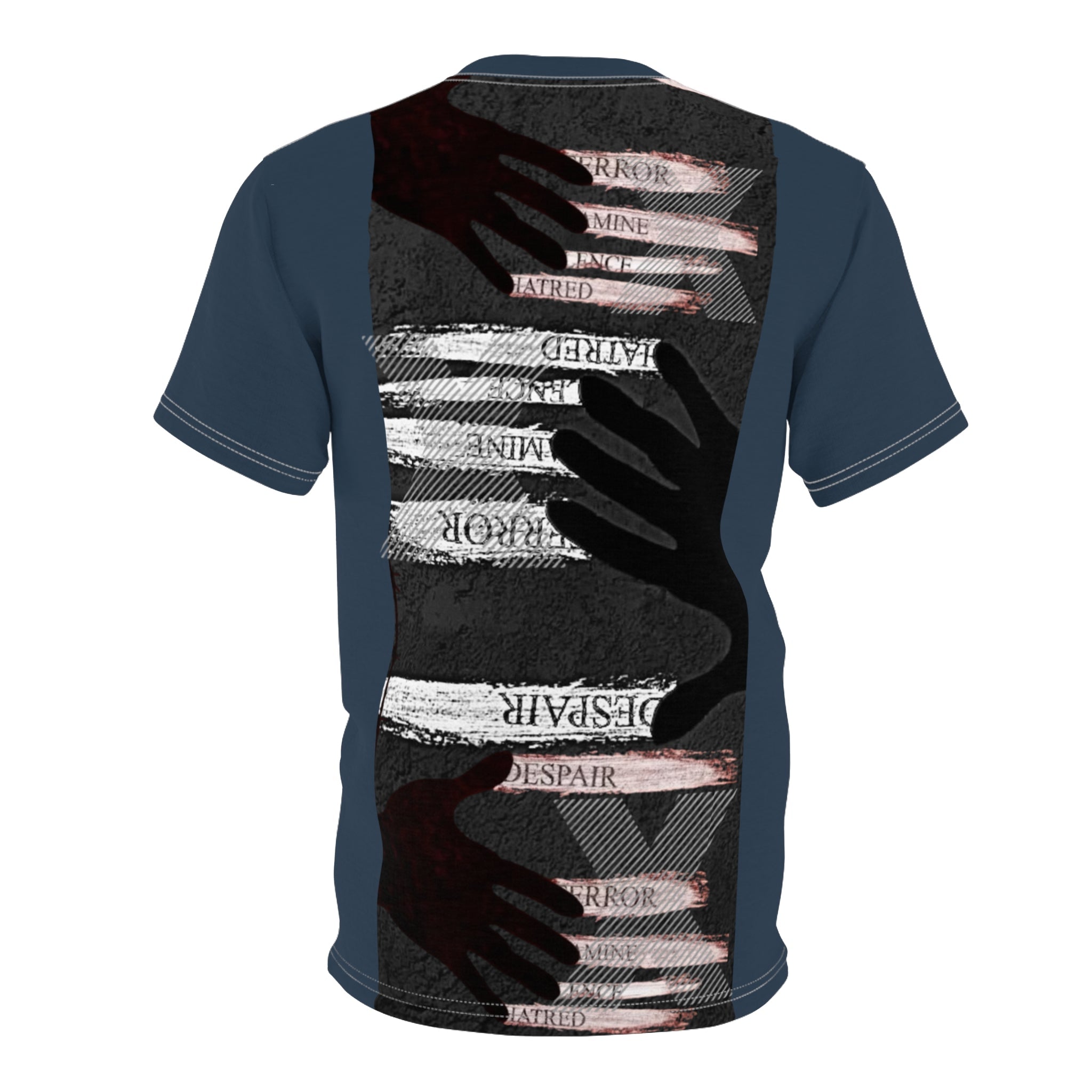Artistic Unisex Tee with Hands Design, Unique Graphic Shirt, Fashionable AOP Tee, Statement Wear, Gender-Neutral Fashion Printify