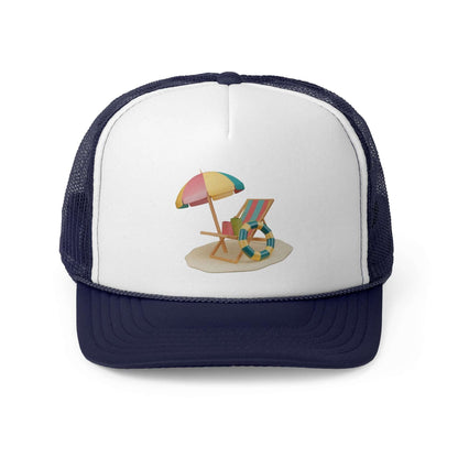 RC'nSONS Sunny Resort Cap featuring a beach umbrella and chair design, perfect for vibrant summer style.