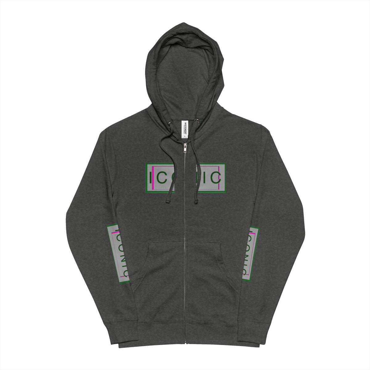 Unisex Fleece Zip Up Hoodie - Iconic Green Layered Design