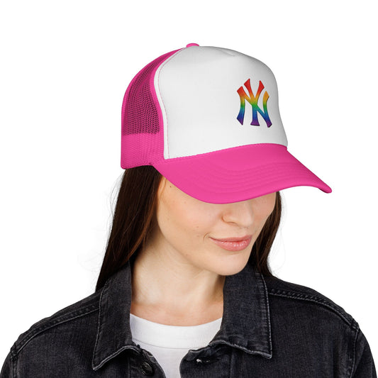 Rainbow Pride Trucker Cap - Celebratory Hat for Festivals, LGBTQ+ Events, Casual Wear, Summer Outings, Unisex Gift Printify