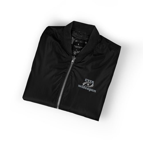 Eco-Friendly Embroidered Bomber Jacket, Stylish Outerwear, Sustainable Fashion, Gift for Her, Trendy Casual Wear, Perfect for Fall Printify