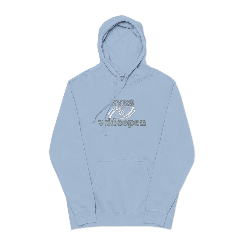 Embroidered Pigment-Dyed Hoodie - Eyes Wide Open Design Printify