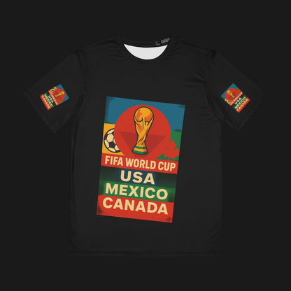 World Cup Celebration Tee, Men's Graphic Shirt, Sports Fan Apparel, Festival Wear, Soccer Lover Gift, USA Mexico Canada Printify