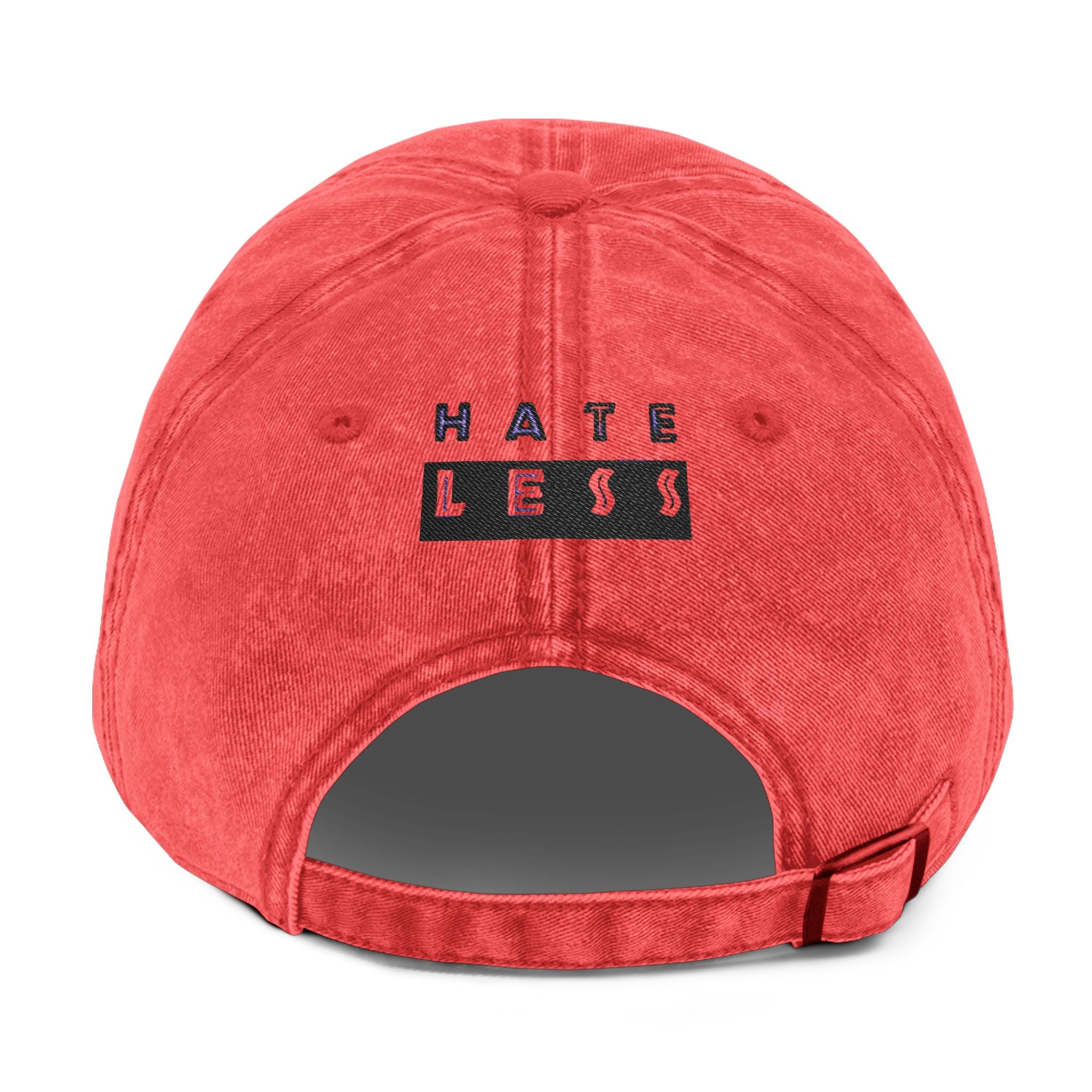 Vintage Embroidered Cap - 'HATE LESS' Righteous Apparel for Positive Vibes Printify