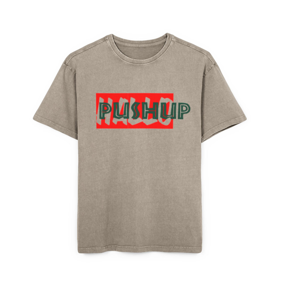 Men's Acid Washed Oversized Tee - Trendy 'Push Up' Graphic Shirt