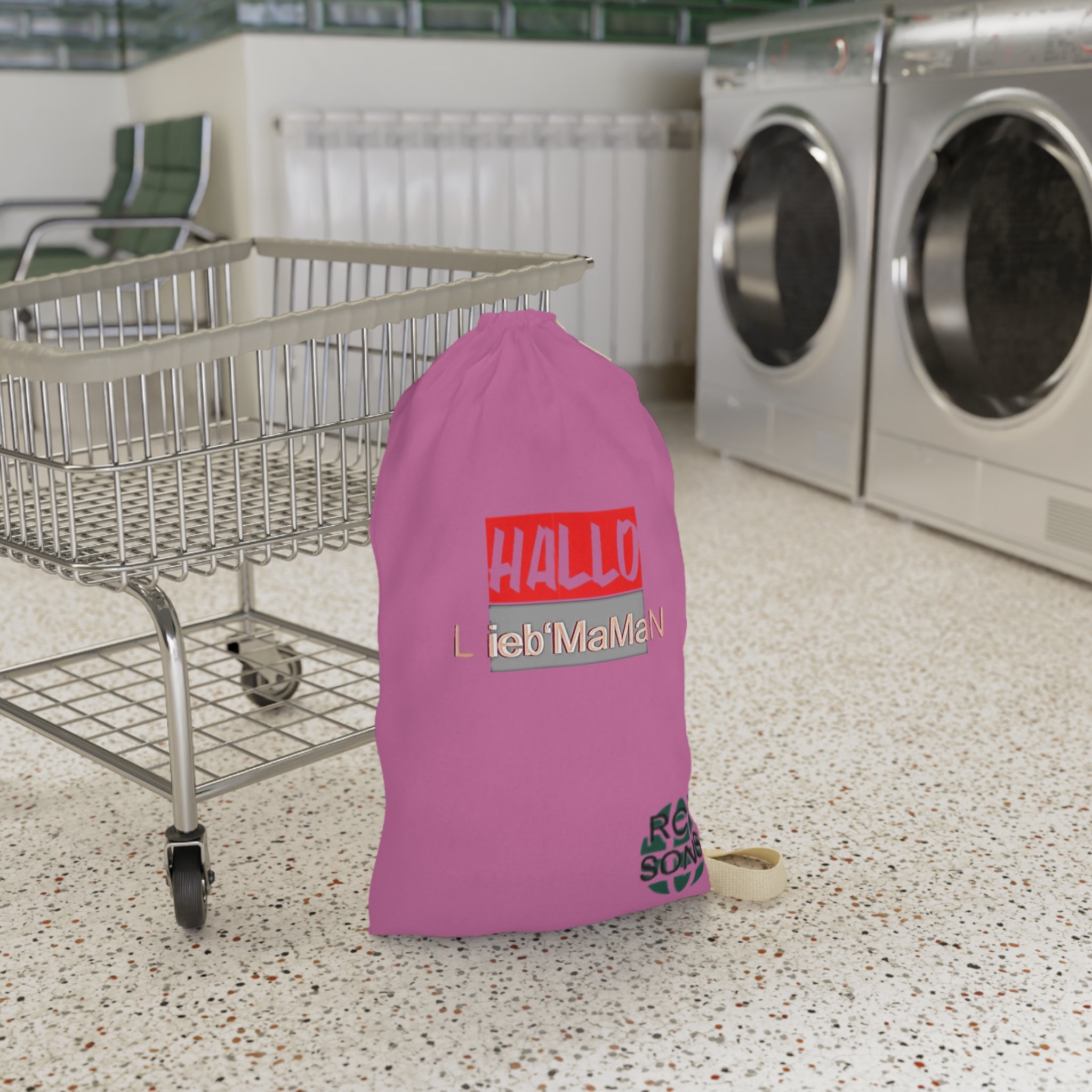 Colorful Laundry Bag with 'Hallo Lieb Mama' Design - Perfect for Home Organization