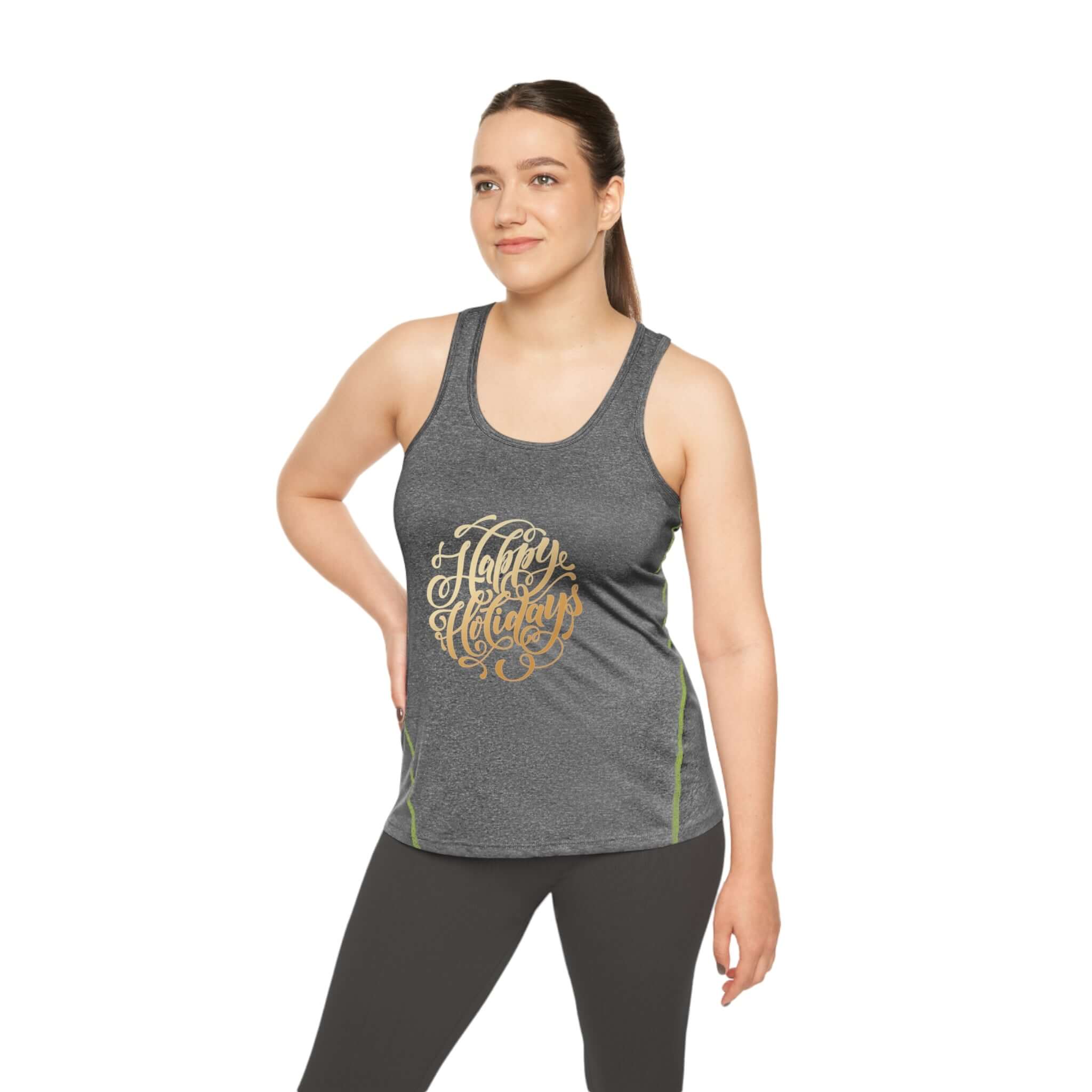 Racerback Sports Top - Happy Holiday Design