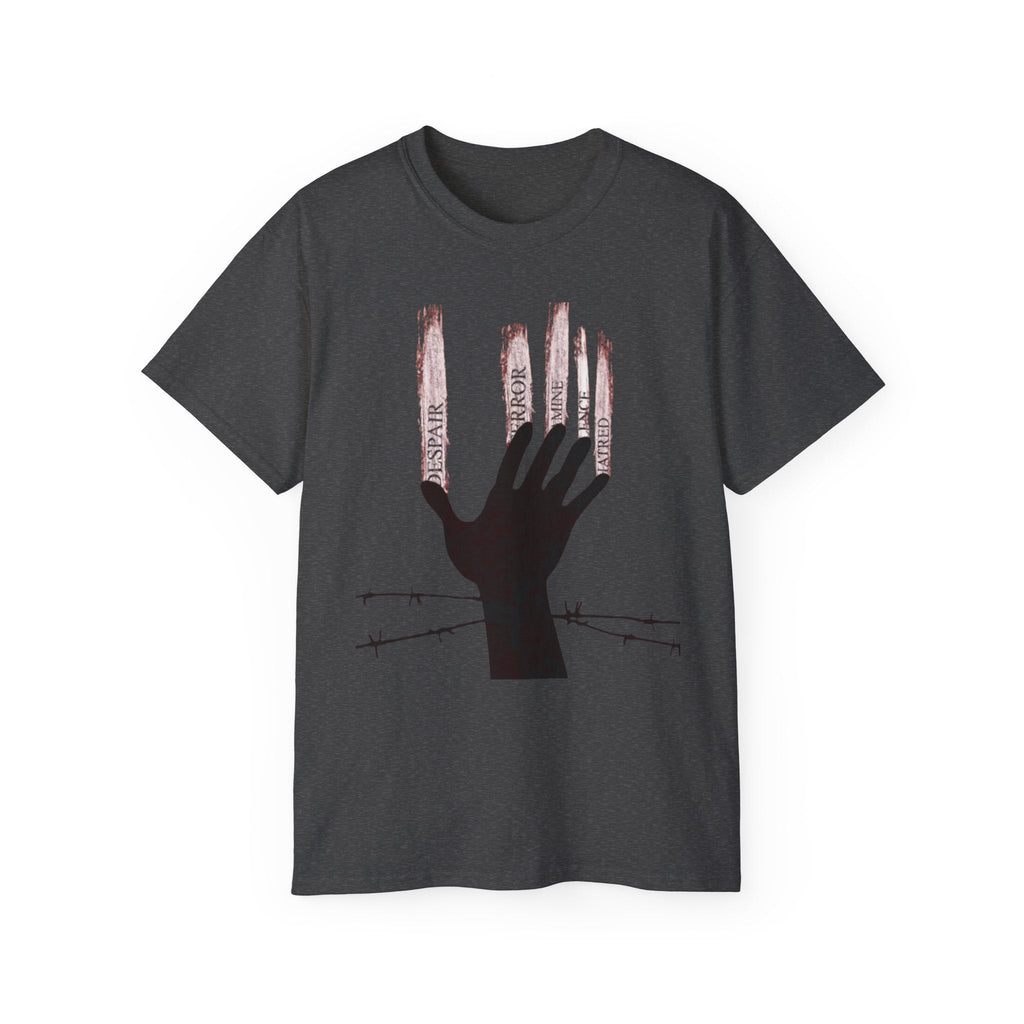 Bold Graphic Tee, Hand and Barbed Wire Design, Unisex Casual Shirt, Unique Art Apparel, Gift for Art Lovers Printify