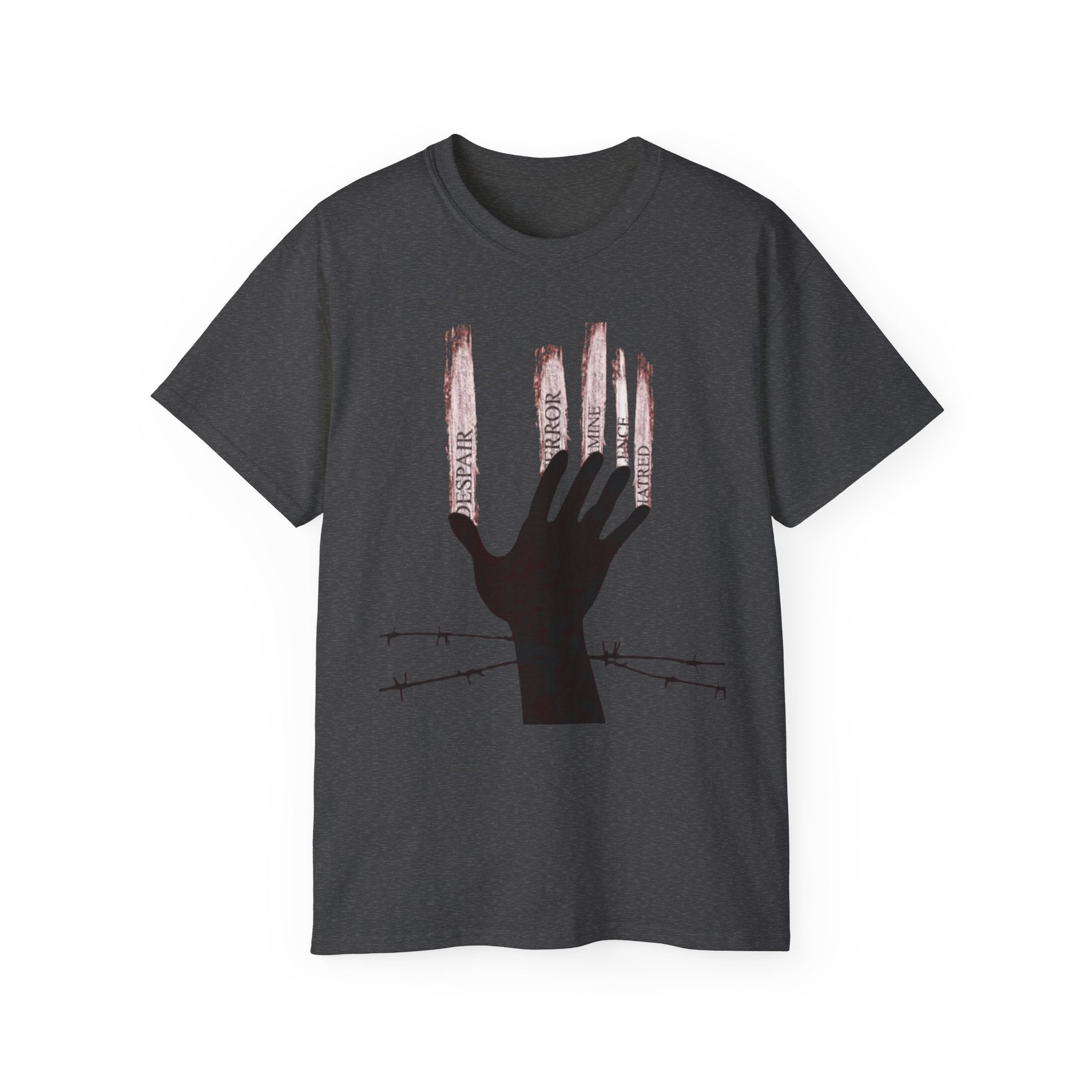 Bold Graphic Tee, Hand and Barbed Wire Design, Unisex Casual Shirt, Unique Art Apparel, Gift for Art Lovers Printify