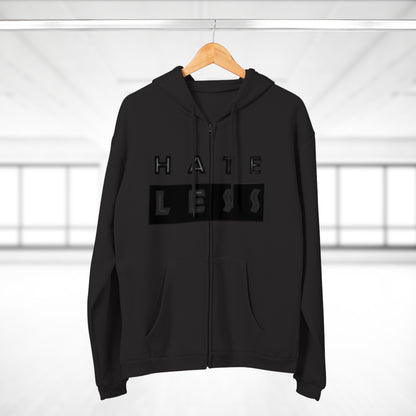 Unisex Hate Less Zip Hoodie - Comfortable & Stylish Sweatshirt for Positive Vibes