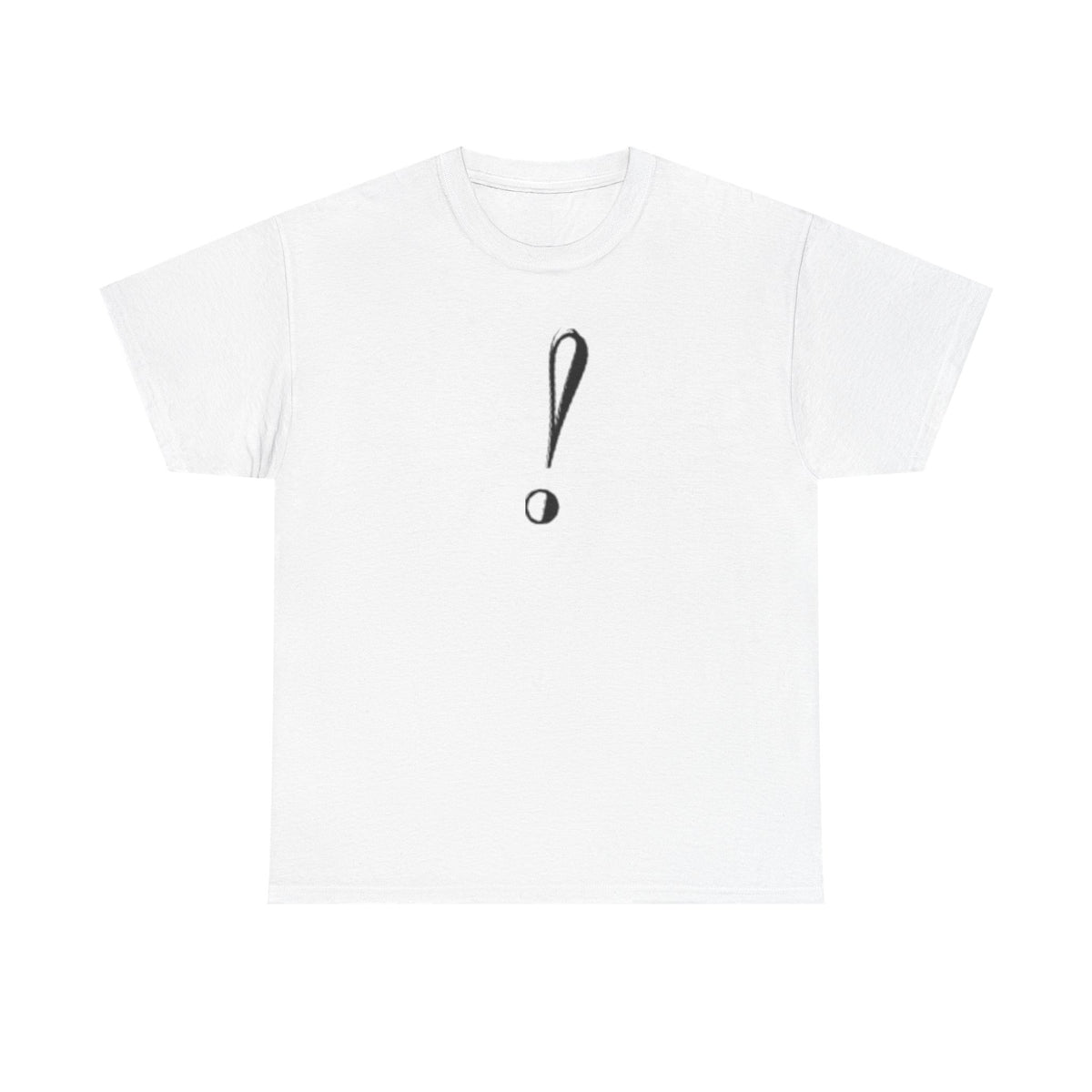 Unisex Heavy Cotton Tee with Bold Exclamation Mark Design - Casual Statement Shirt