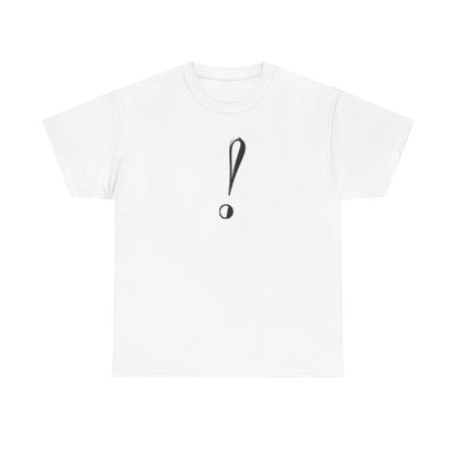 Unisex Heavy Cotton Tee with Bold Exclamation Mark Design - Casual Statement Shirt