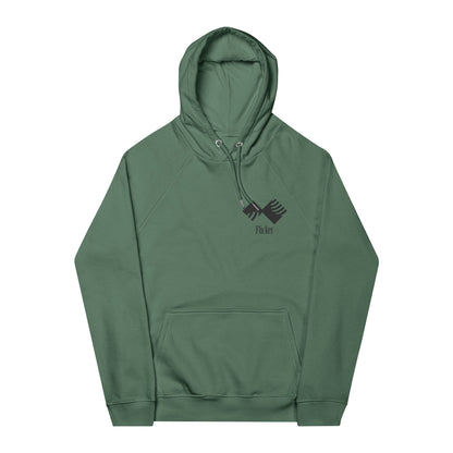 Eco-Friendly Unisex Hooded Sweatshirt with Embroidered "Flirker" Design