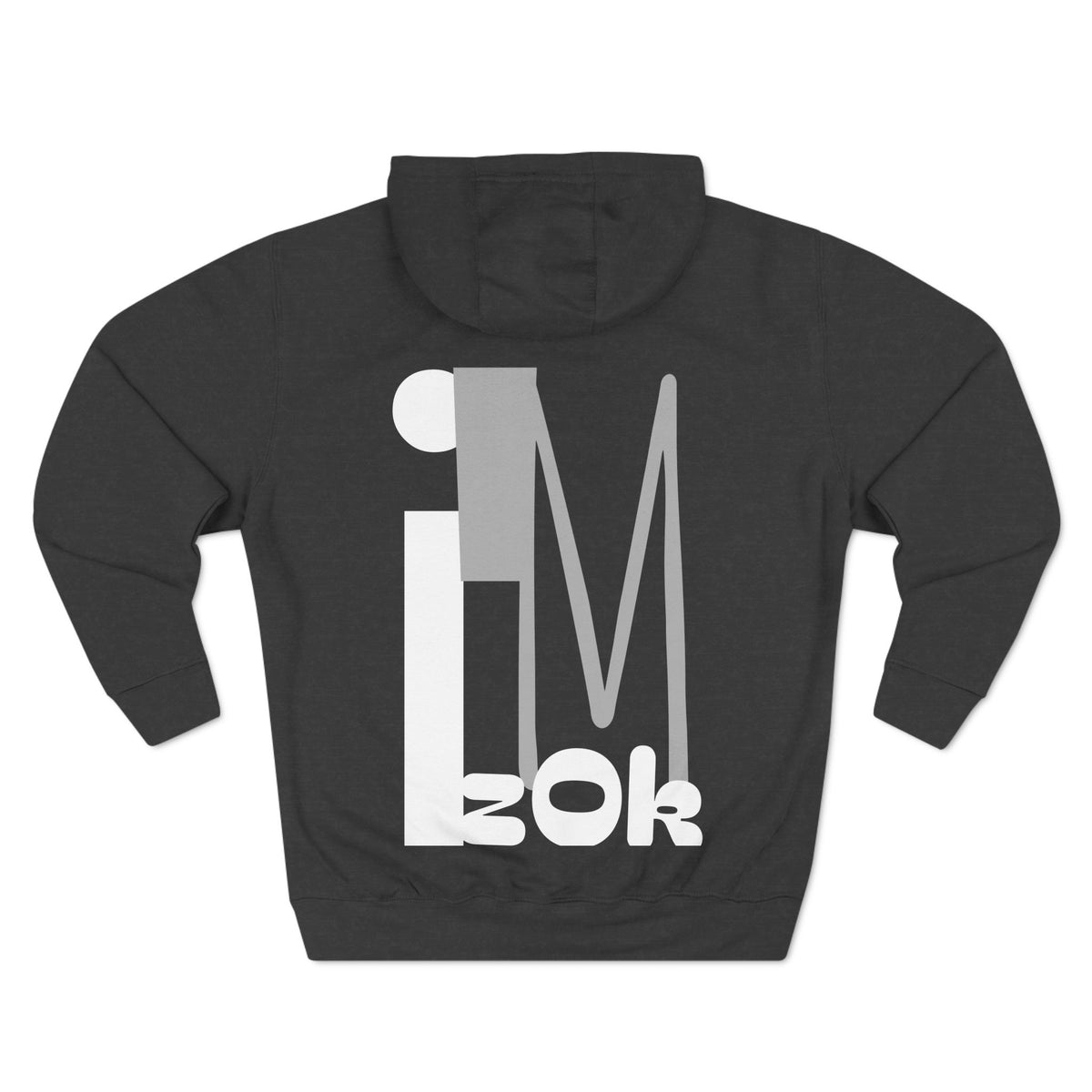 Hoodie with 'I'M zOk' Design - Three-Panel Fleece