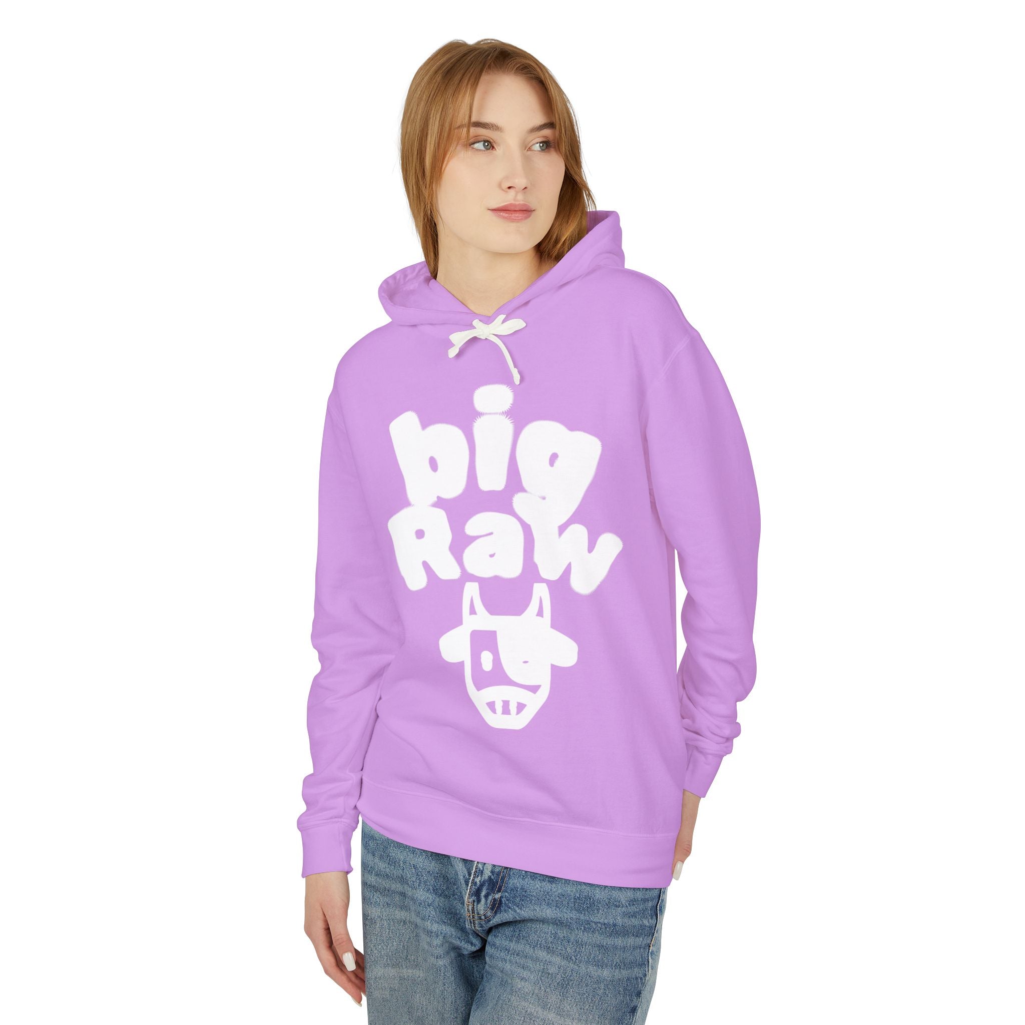 Big Raw Unisex Lightweight Hooded Sweatshirt - Cozy Casual Wear, Perfect for Everyday Use, Gift for Friends, Trendy Hoodie Printify