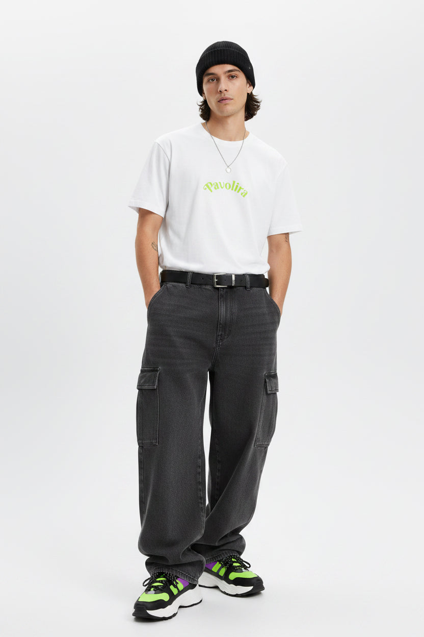 Pavolira Graphic Tee — Neon Green Retro Logo T-Shirt