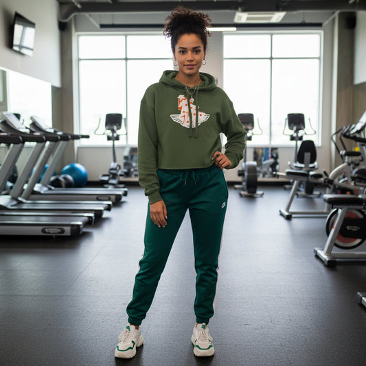 Cropped Hoodie with 'hello Santa' Design Printify