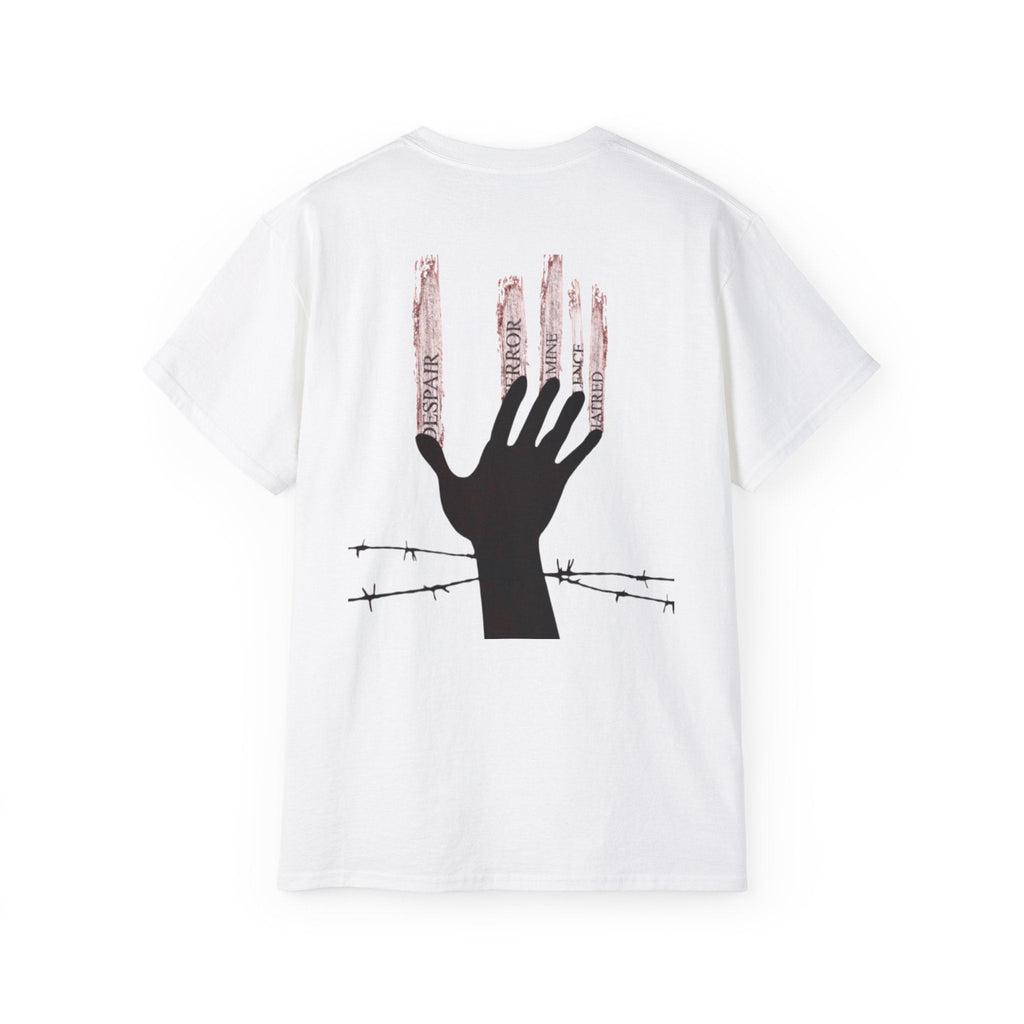 Bold Graphic Tee, Hand and Barbed Wire Design, Unisex Casual Shirt, Unique Art Apparel, Gift for Art Lovers Printify