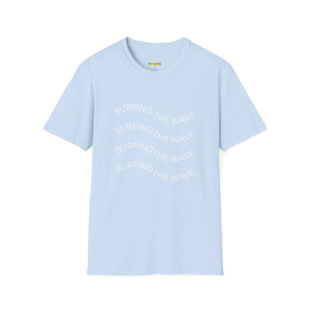 Surfing the Wave Unisex Softstyle T-Shirt, Beachwear, Summer Apparel, Gift for Surfers, Casual Tee, Surfing Theme Shirt
