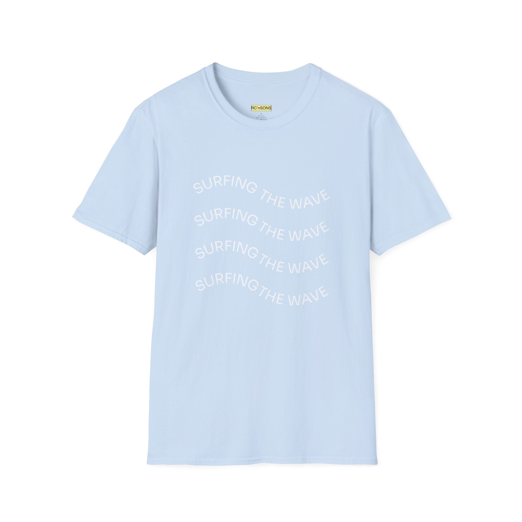 Surfing the Wave Unisex Softstyle T-Shirt, Beachwear, Summer Apparel, Gift for Surfers, Casual Tee, Surfing Theme Shirt