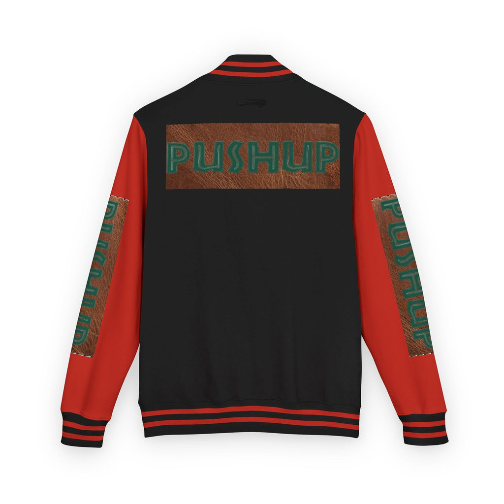 Unisex Heavyweight Letterman Jacket - Bold PUSHUP Design for Sporty Style Printify