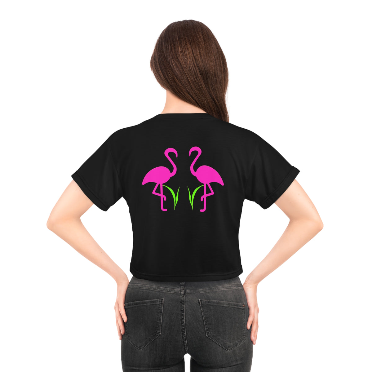 Flamingo Crop Tee - Fun Summer Fashion, Beachwear, Tropical Party Outfit, Gift for Her, Vacation Style