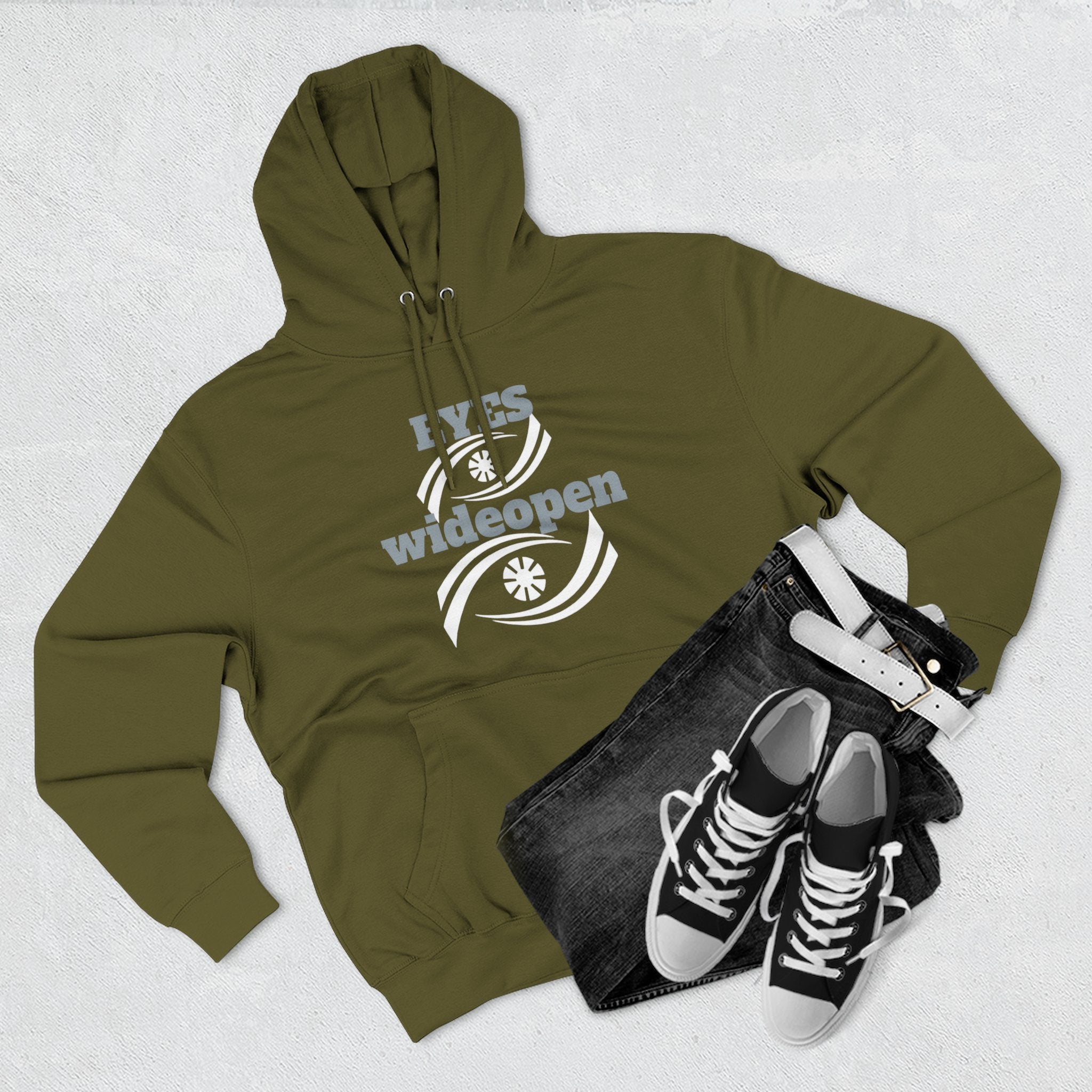 Fleece Hoodie, Cozy Warmth, Casual Style, Perfect for All Seasons, Gift for Friends, EYES wideopen Design