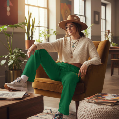 Green Jogger Pajama Pants - Women's Loungewear Printify