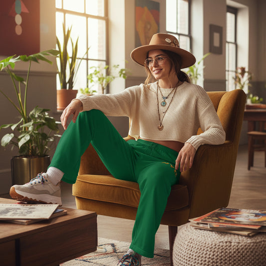 Green Jogger Pajama Pants - Women's Loungewear Printify