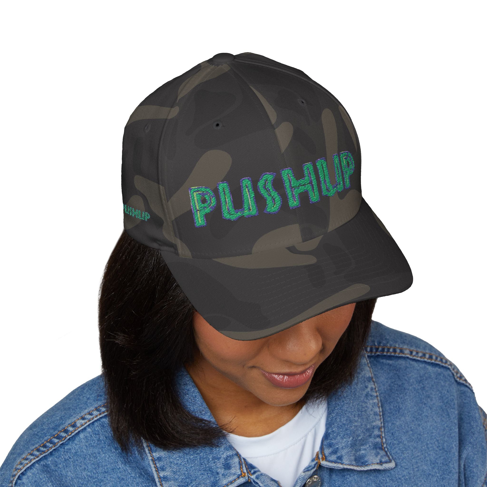 Motivational Embroidered Cap - 'PUSHUP' Structured Hat