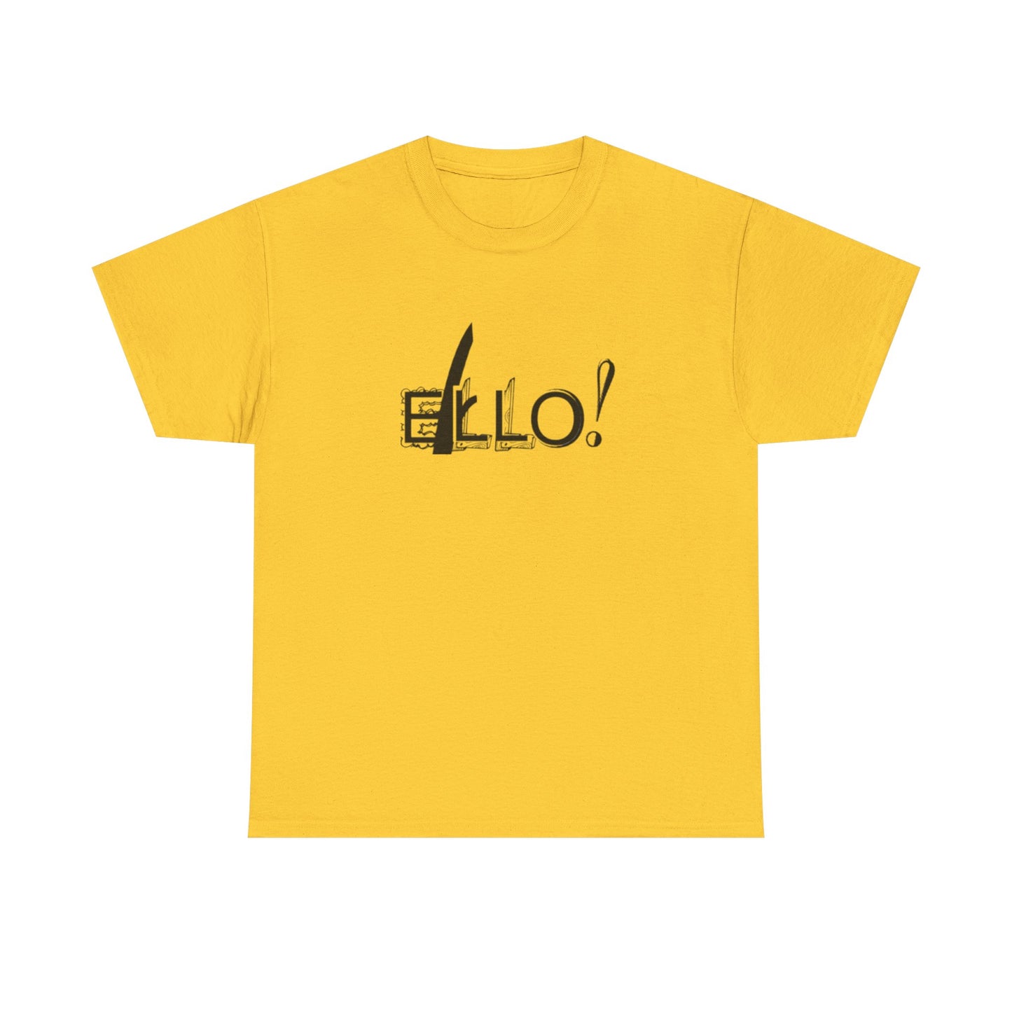 Funny Unisex Heavy Cotton Tee - "ELLO!" Graphic Shirt for Casual Days