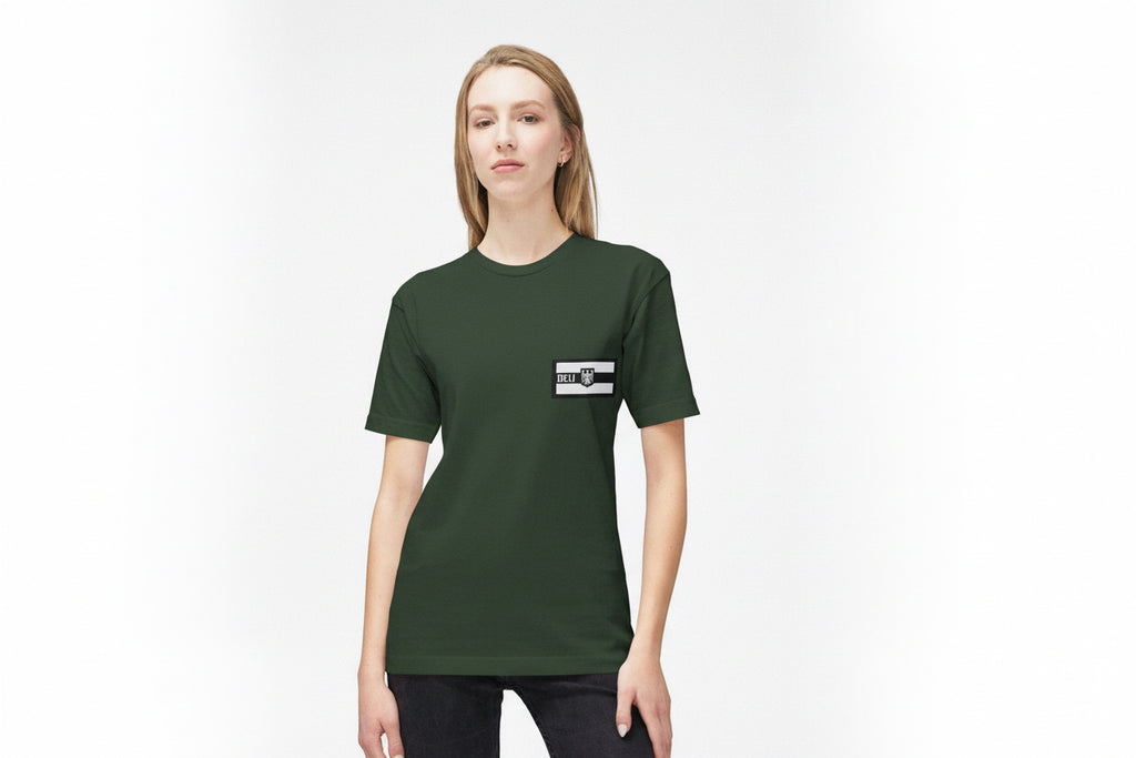 T-Shirt — Retro Patch Chest Logo Tee (Made in USA)