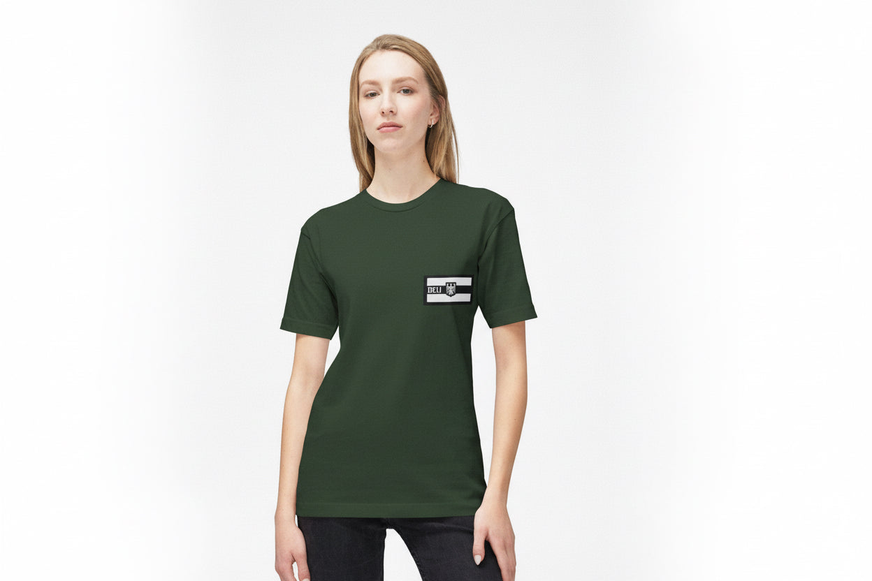 T-Shirt — Retro Patch Chest Logo Tee (Made in USA)