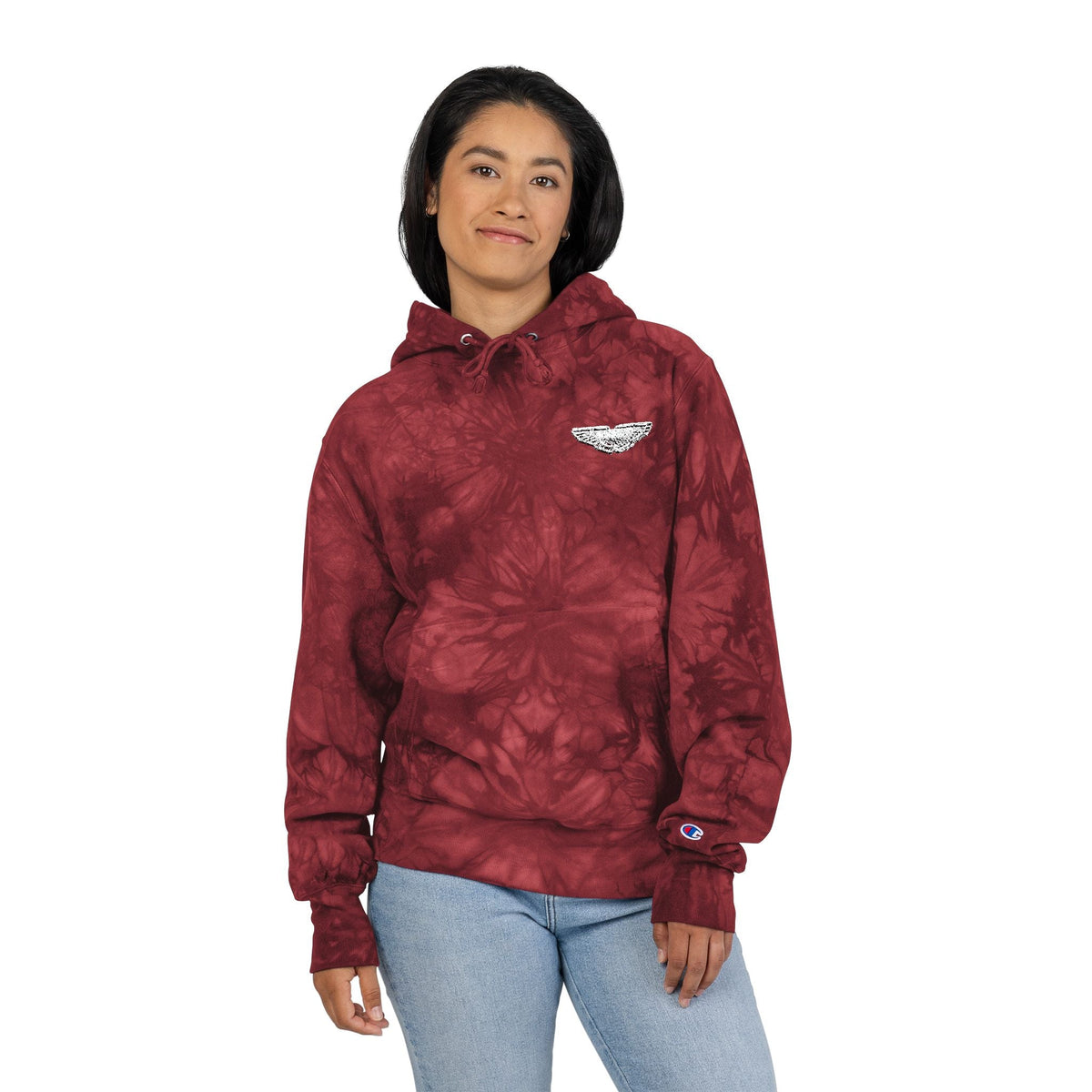 Unisex Tie-Dye Hoodie with Unique Embroidery, Casual Cozy Sweatshirt for Fall Fashion, Perfect for Gifts, Festivals, Weekend Wear Printify