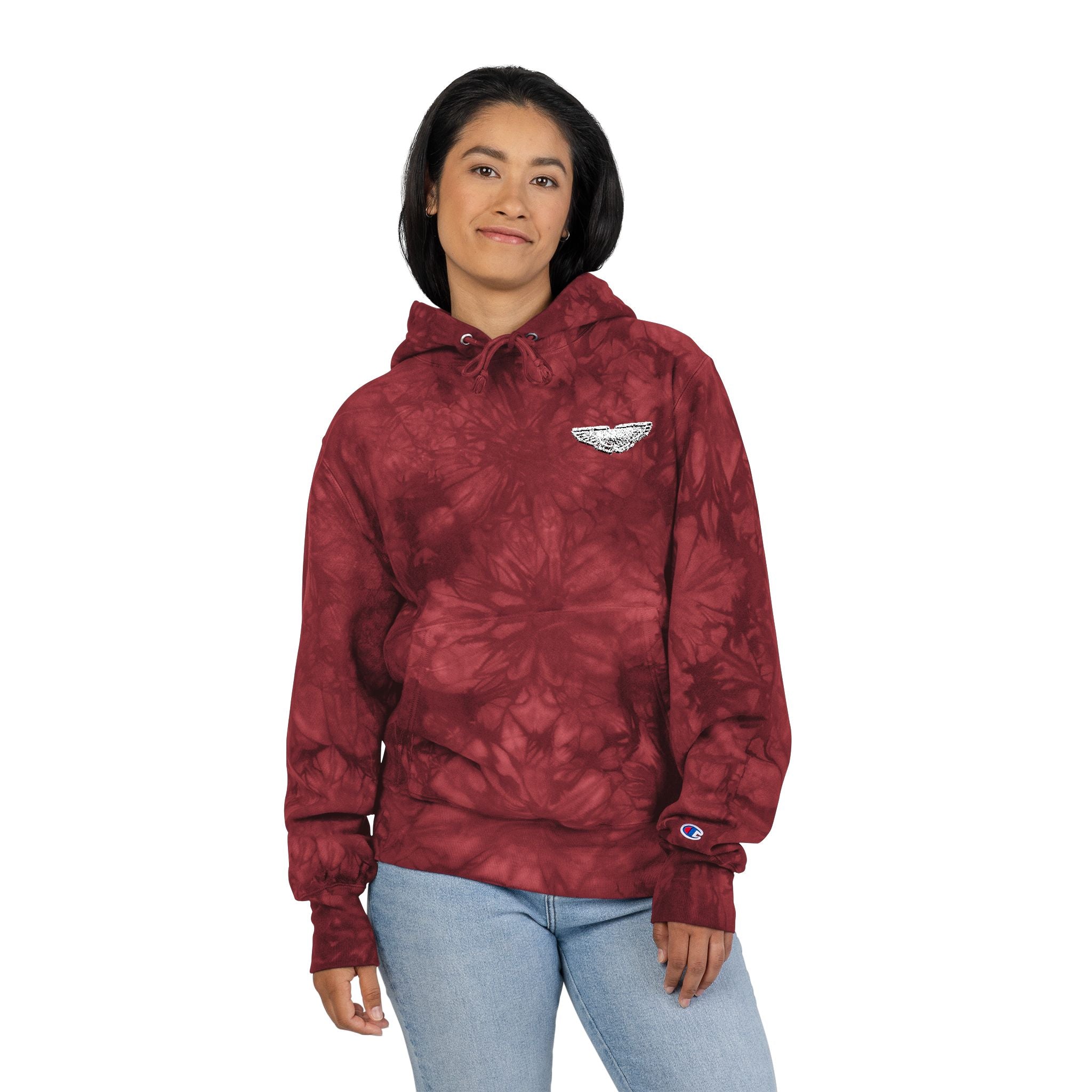 Unisex Tie-Dye Hoodie with Unique Embroidery, Casual Cozy Sweatshirt for Fall Fashion, Perfect for Gifts, Festivals, Weekend Wear Printify