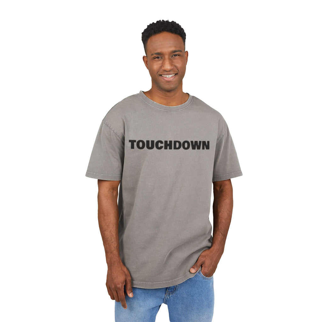 Men's Acid Washed Oversized Tee, Touchdown Graphic Shirt, Casual Style Tee, Gifts for Football Fans, Streetwear Essential