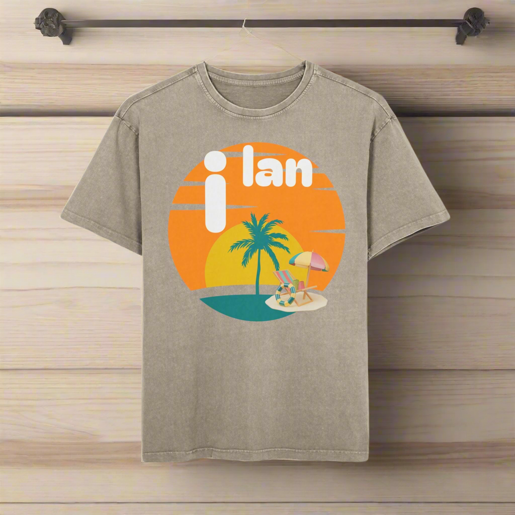 Oversize Tee Acid Washed Men's Graphic T-Shirt 'i lan'