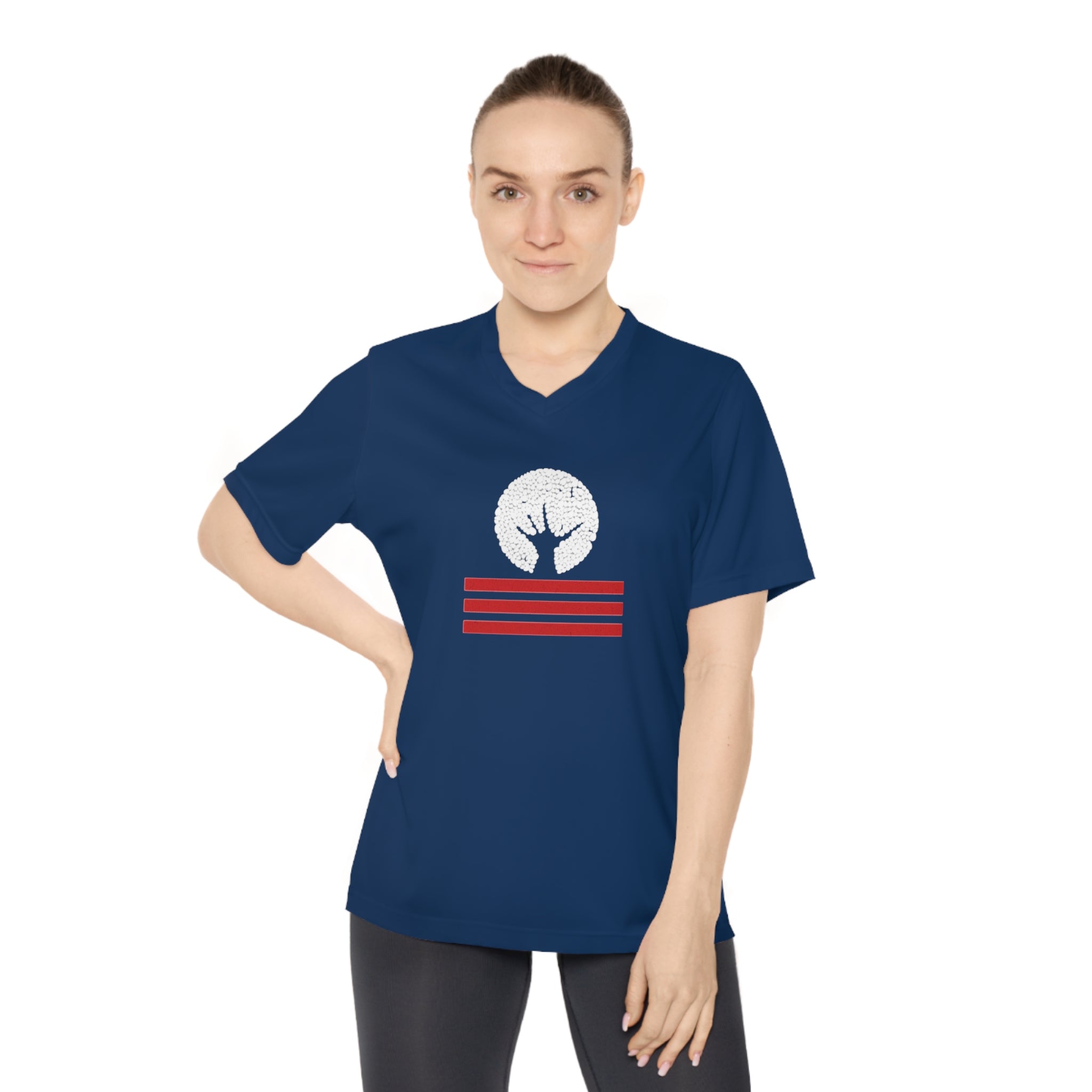 Women's Performance V-Neck T-Shirt with Unique Graphic Design, Sports Tee, Workout Top, Casual Athletic Wear, Gift for Active Lifestyle